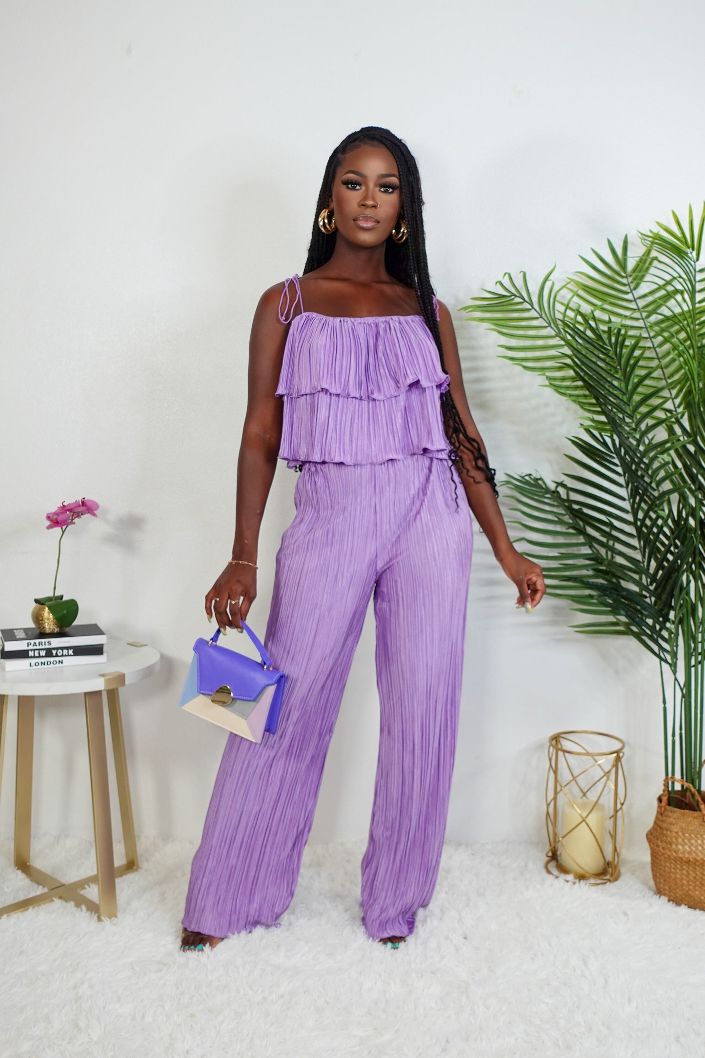 'Soft Life' Pants Set (purple)