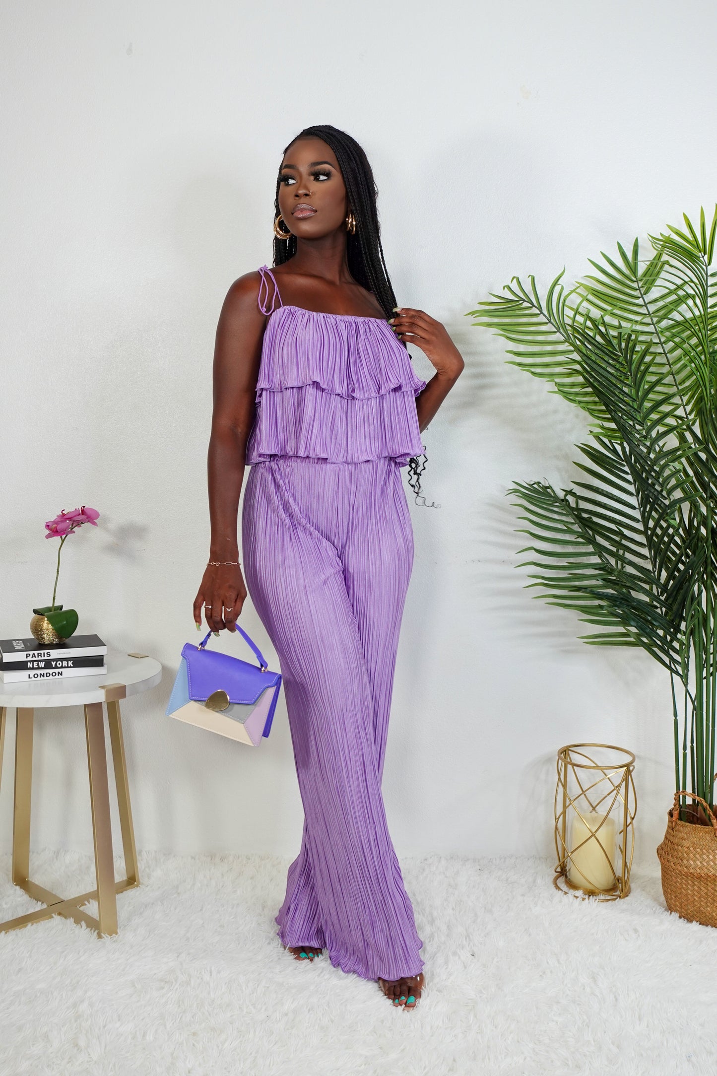 'Soft Life' Pants Set (purple)