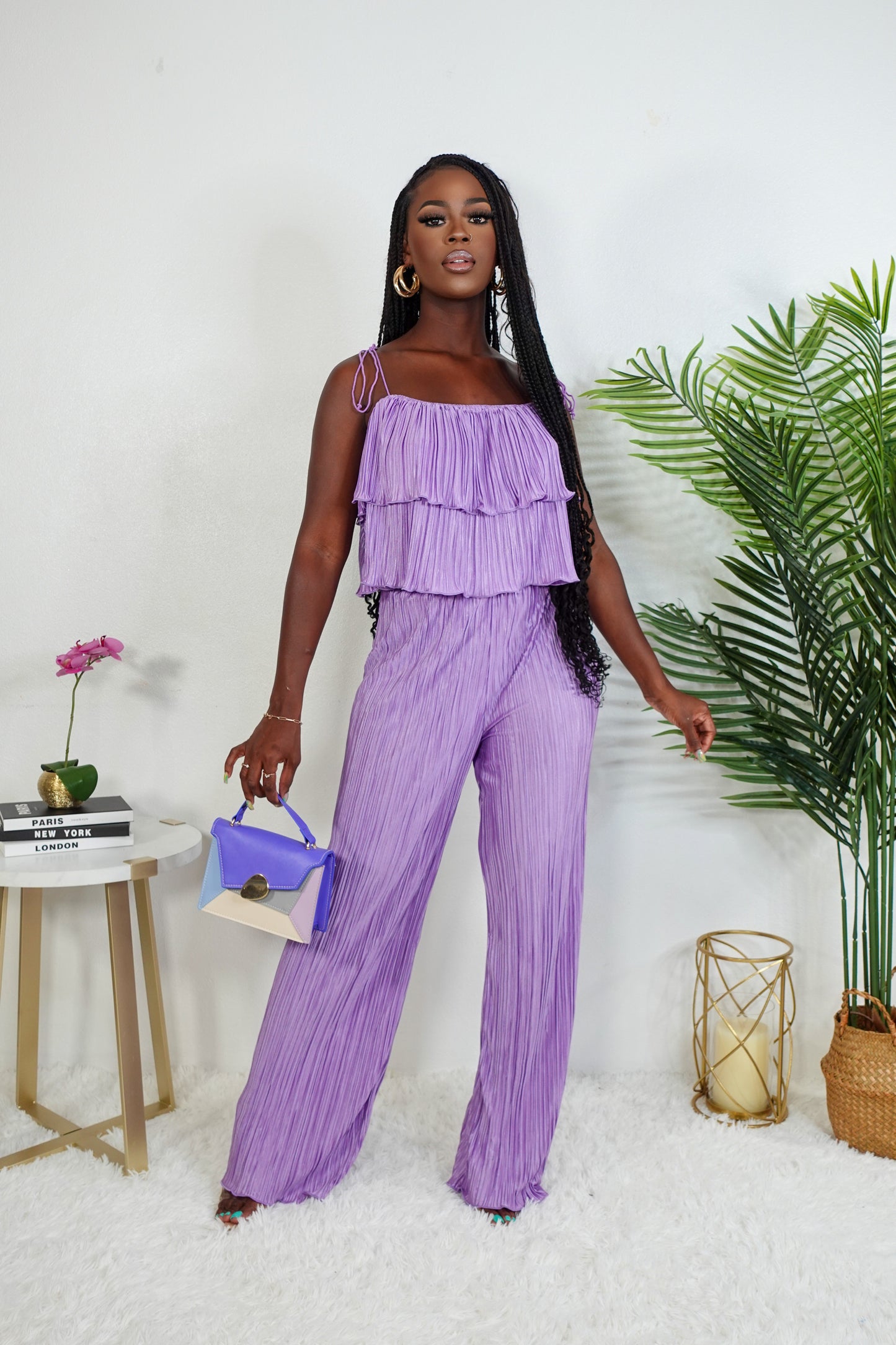 'Soft Life' Pants Set (purple)