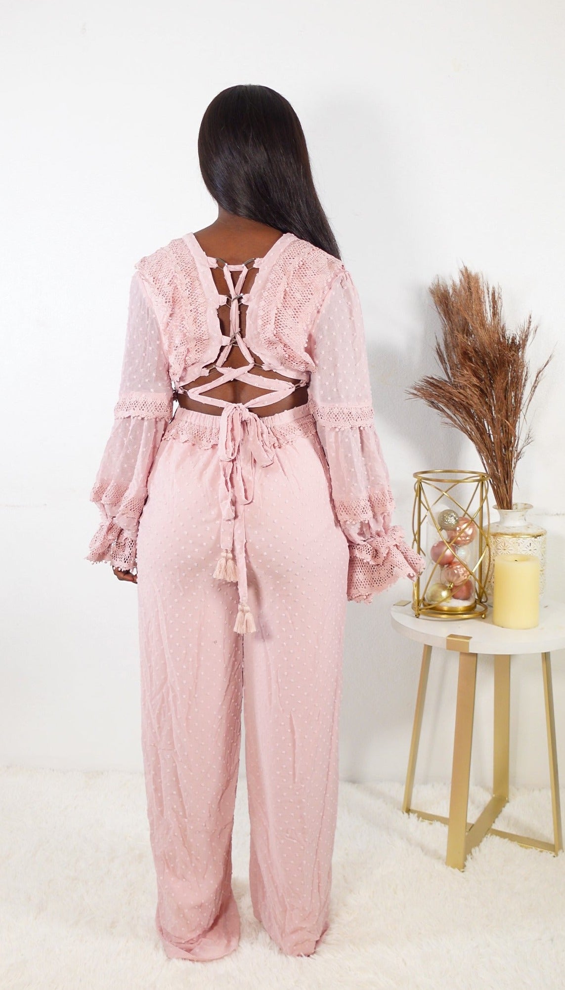 'Set The Tone' Jumpsuit (pink)