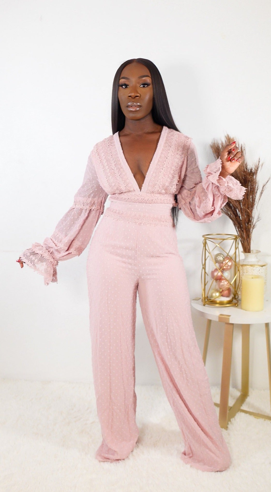 'Set The Tone' Jumpsuit (pink)