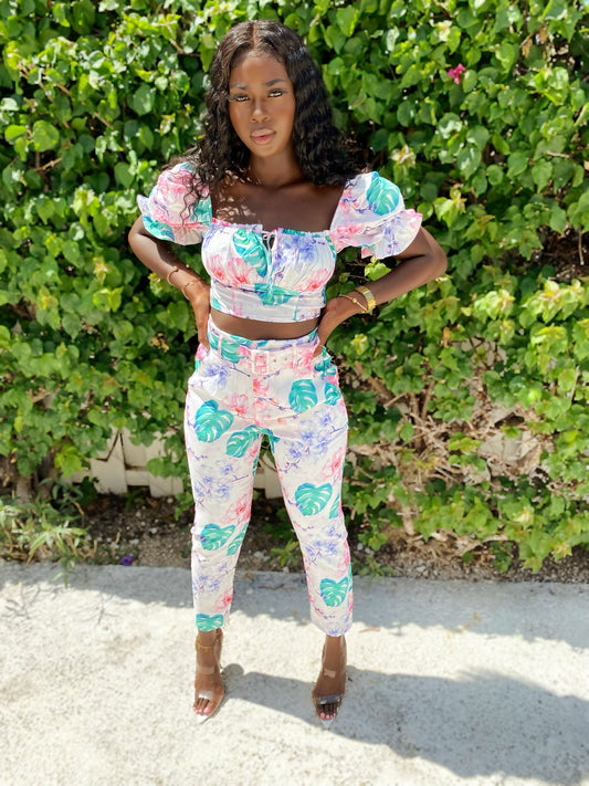 "Pink Tea Rose" Pants Set