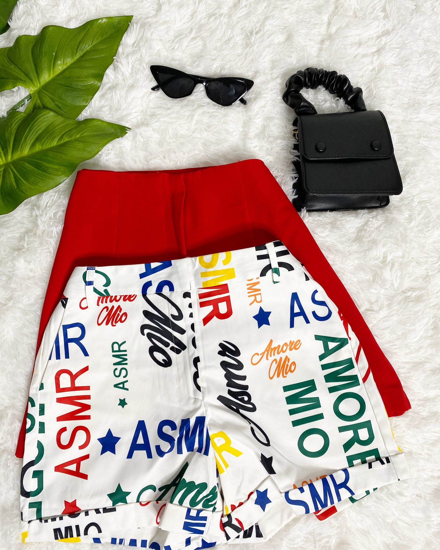 PRINTED MID RISE SHORTS